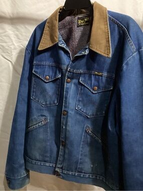 Wrangler Blue Denim Jacket with Brown Corduroy Collar